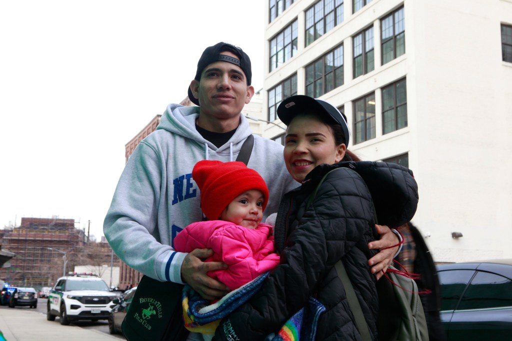 Cristofer Hernandez, Luisa Golindano, and their daughter have been staying at the 47 Hall Street shelter in Brooklyn.