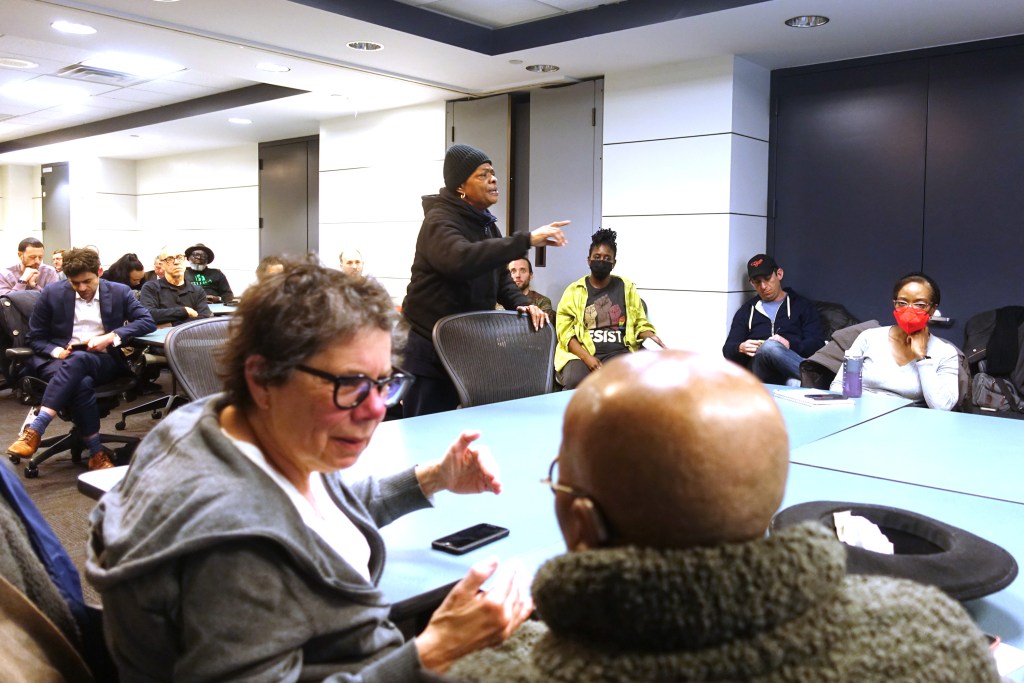Clinton Hill residents expressed concerns about a large-scale migrant shelter at a Community Board 2 meeting in Downtown Brooklyn.